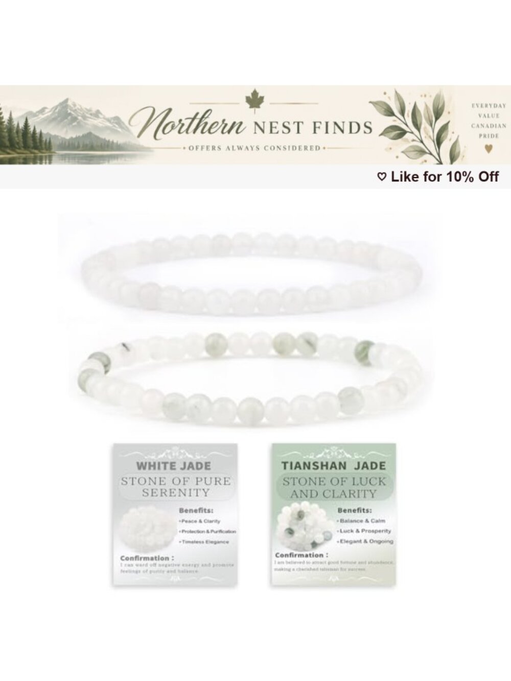 Natural Jade Gemstone Stretch Bracelets Set Reiki Healing Yoga Meditation